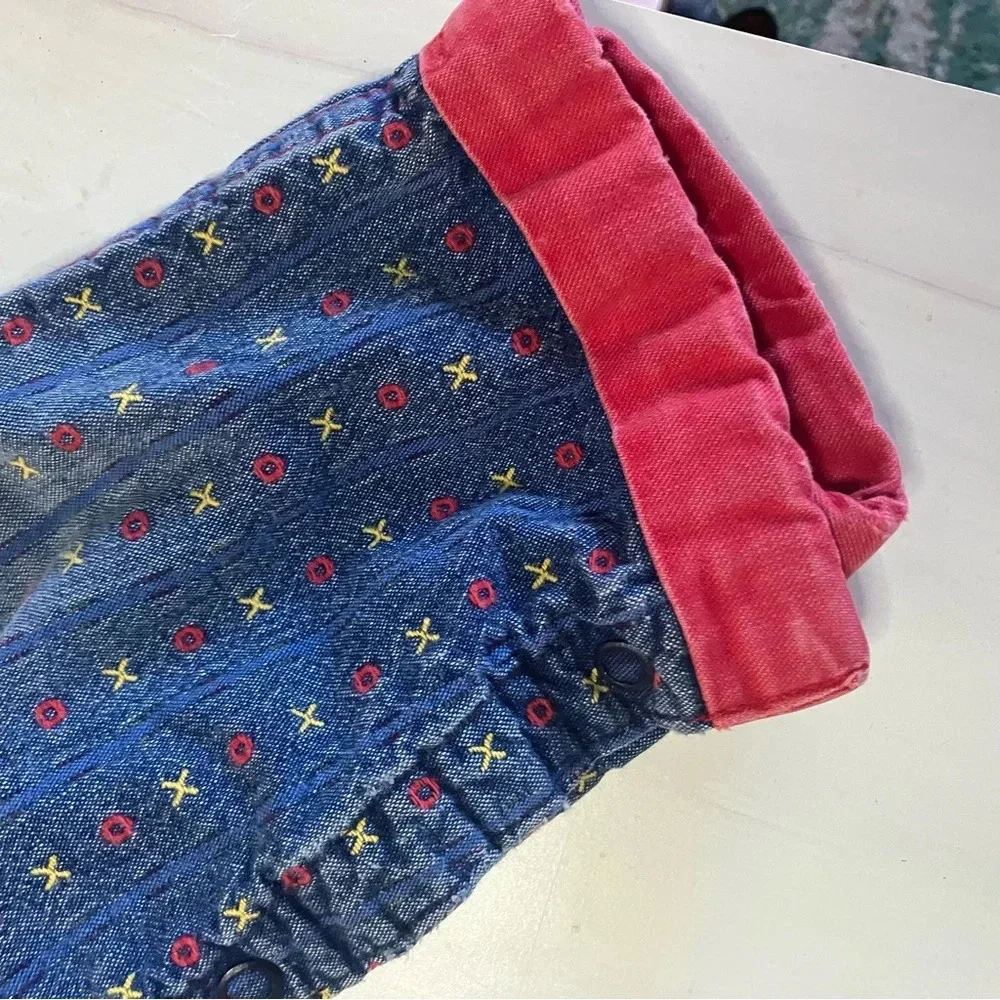 Vintage Osh Kosh B’Gosh denim‎ x o tic tac toe printed overalls 24M